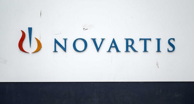 Das Logo der Novartis, dem Biotechnologie- und Pharmaunternehmen mit dem globalen Hauptsitz in Basel, am Samstag, 23. Maerz 2024. (KEYSTONE/Georgios Kefalas)